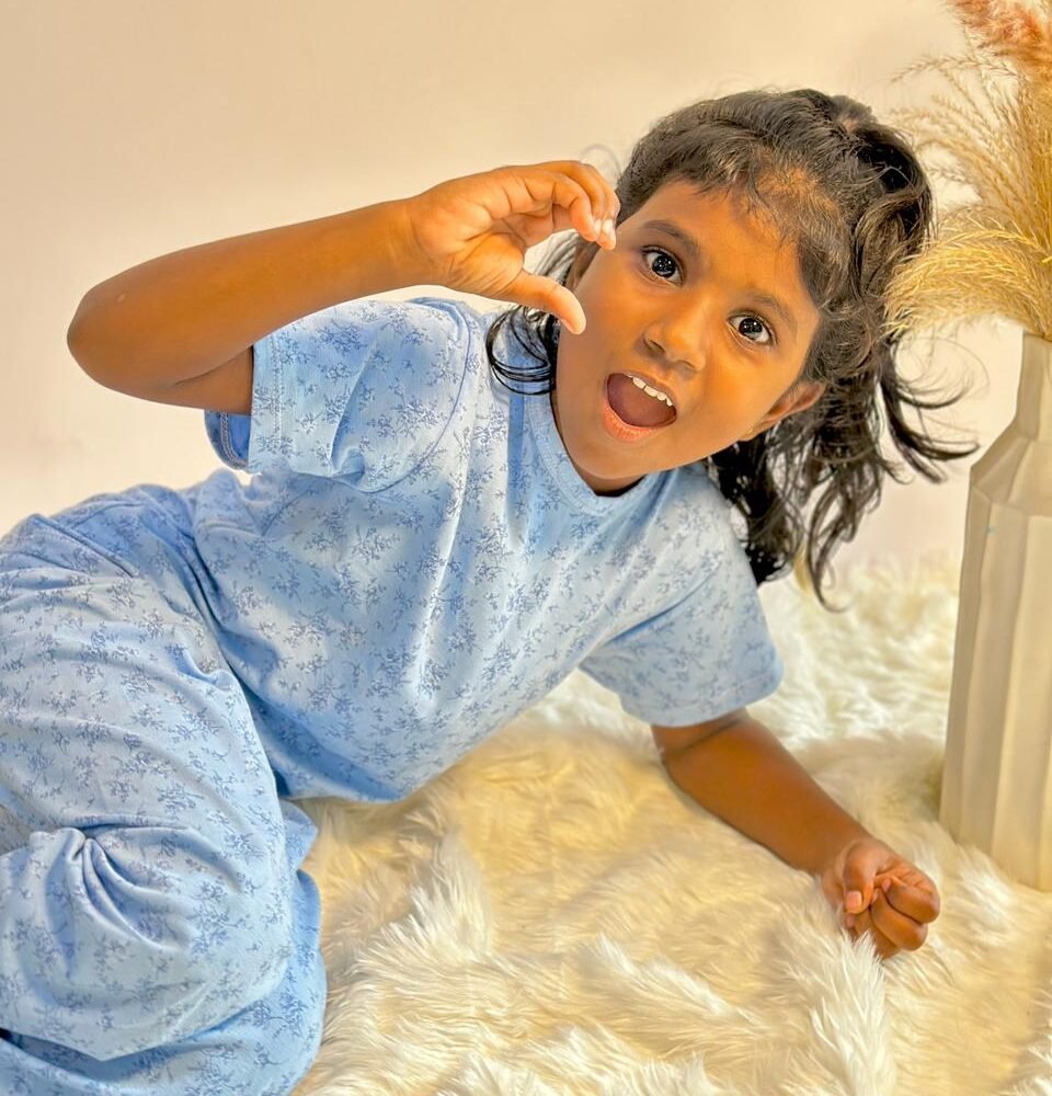 Soft Blossom Blue Pajama Set