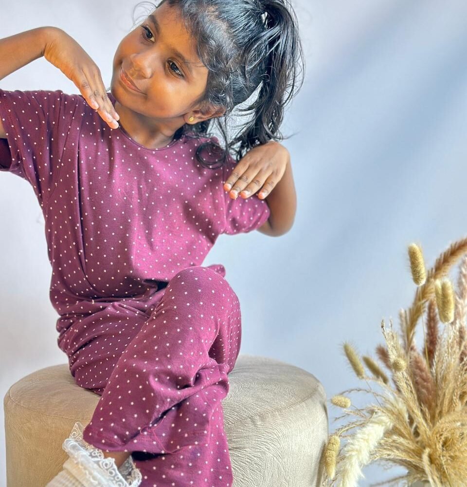 Cozy Maroon Polka Dot Kids Pajama Set