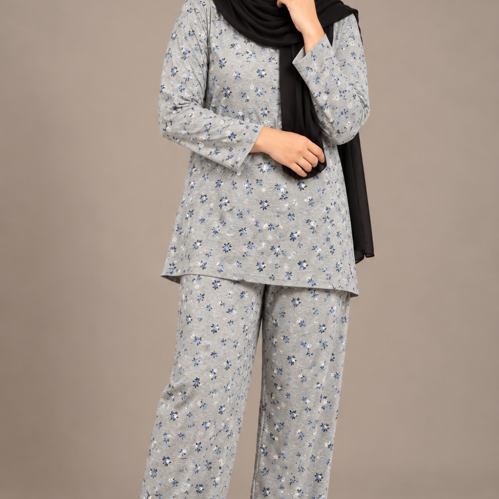 GREY BLUE FLORAL